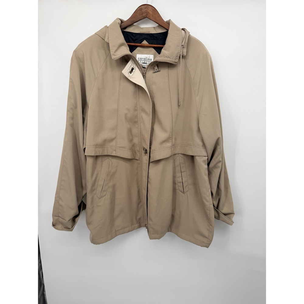 Carolina Colours Plus Windbreaker Women 22/24W Tan Good Vintage Hooded Toggle